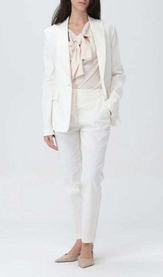 Pinko Pantalone in Lino Stretch Bello Bianco