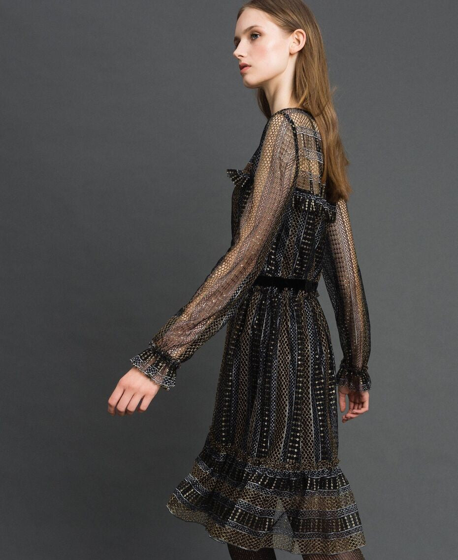 TWINSET LUREX LACE SHORT DRESS 192TT2363