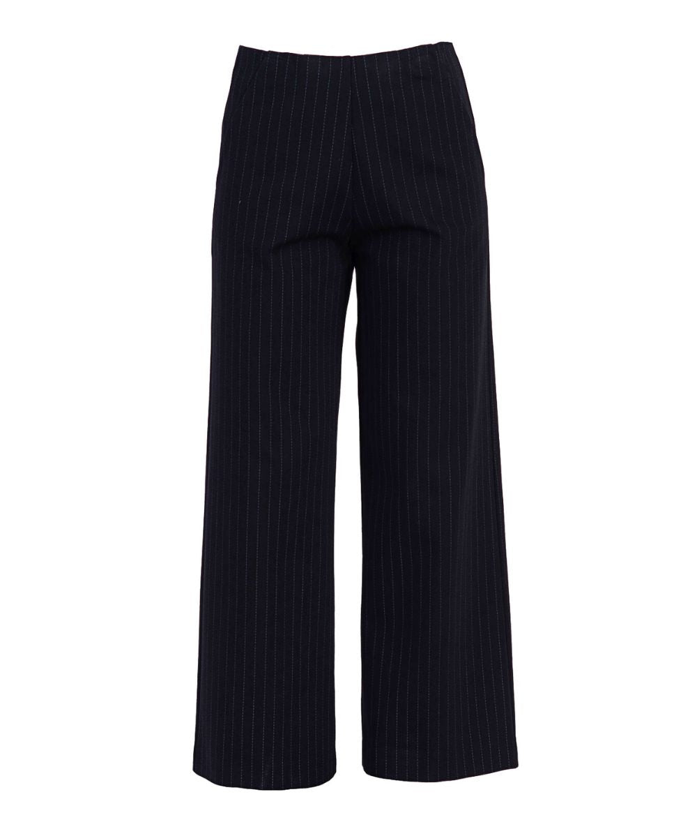 Vicario Cinque Pantalone a Gamba Larga Gessato PADOVATL3057 Nero