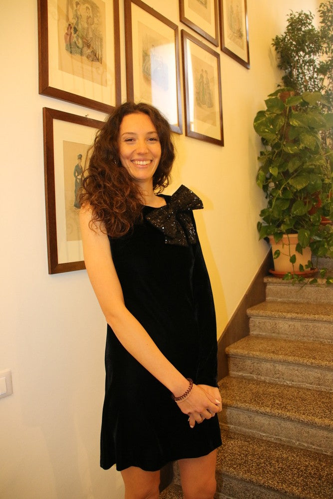 SANDRO FERRONE WOMEN'S ONE SHOULDER DRESS IN BLACK VELVET