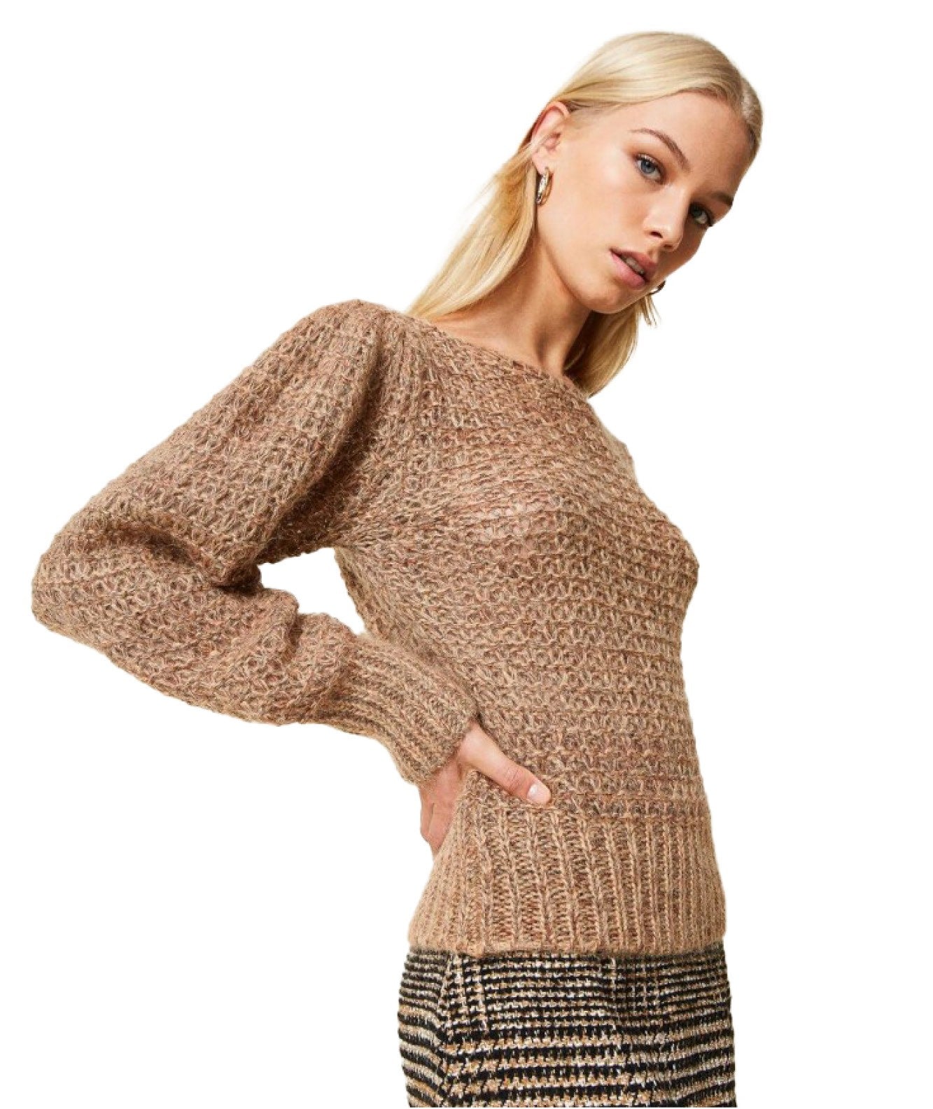 TWINSET MIXED MOHAIR AND LUREX SWEATER 222TT3400 BEIGE