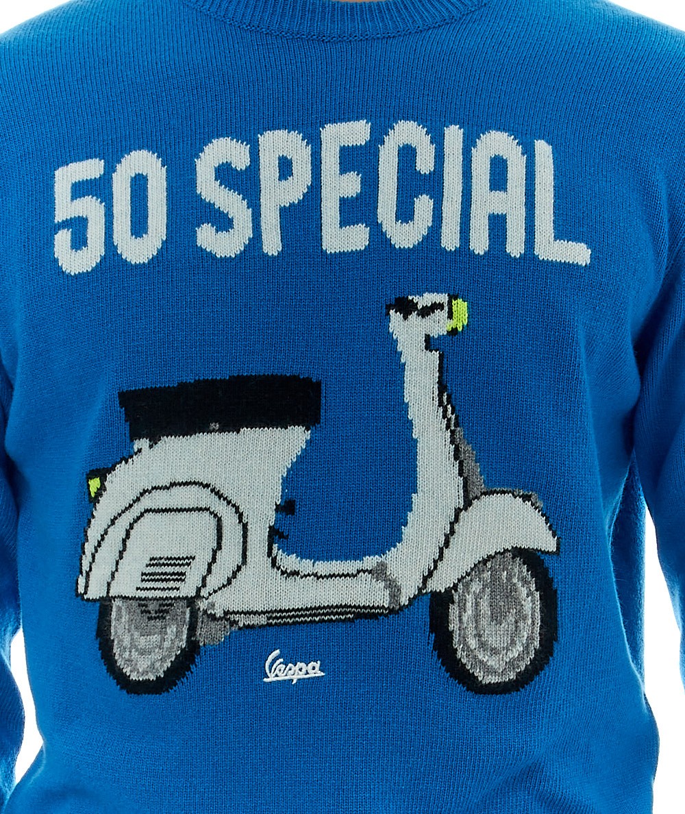 MC2 SAINT BARTH SWEATER WITH EMBROIDERY 50 SPECIAL VESPA HERON BLUE