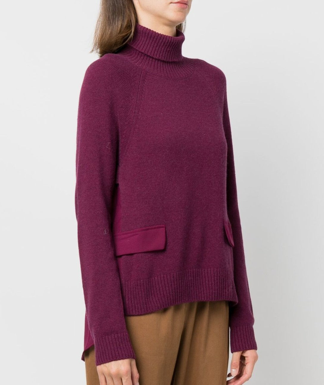 SEMICOUTURE BETTE Y2WA24 WOOL BLEND TURTLENECK SWEATER VINACCIA