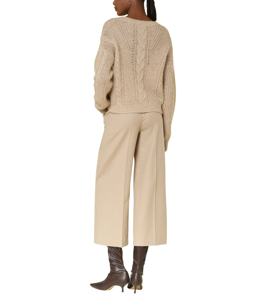 Max Mara Studio Pantaloni in Drap di Lana Marengo Beige
