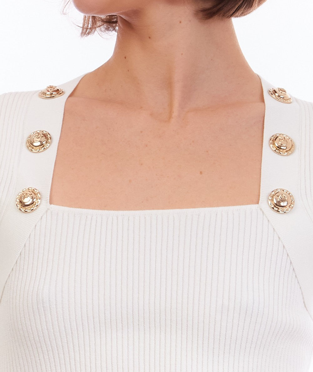 PINKO SQUARE NECK SWEATER ATTINIO WHITE