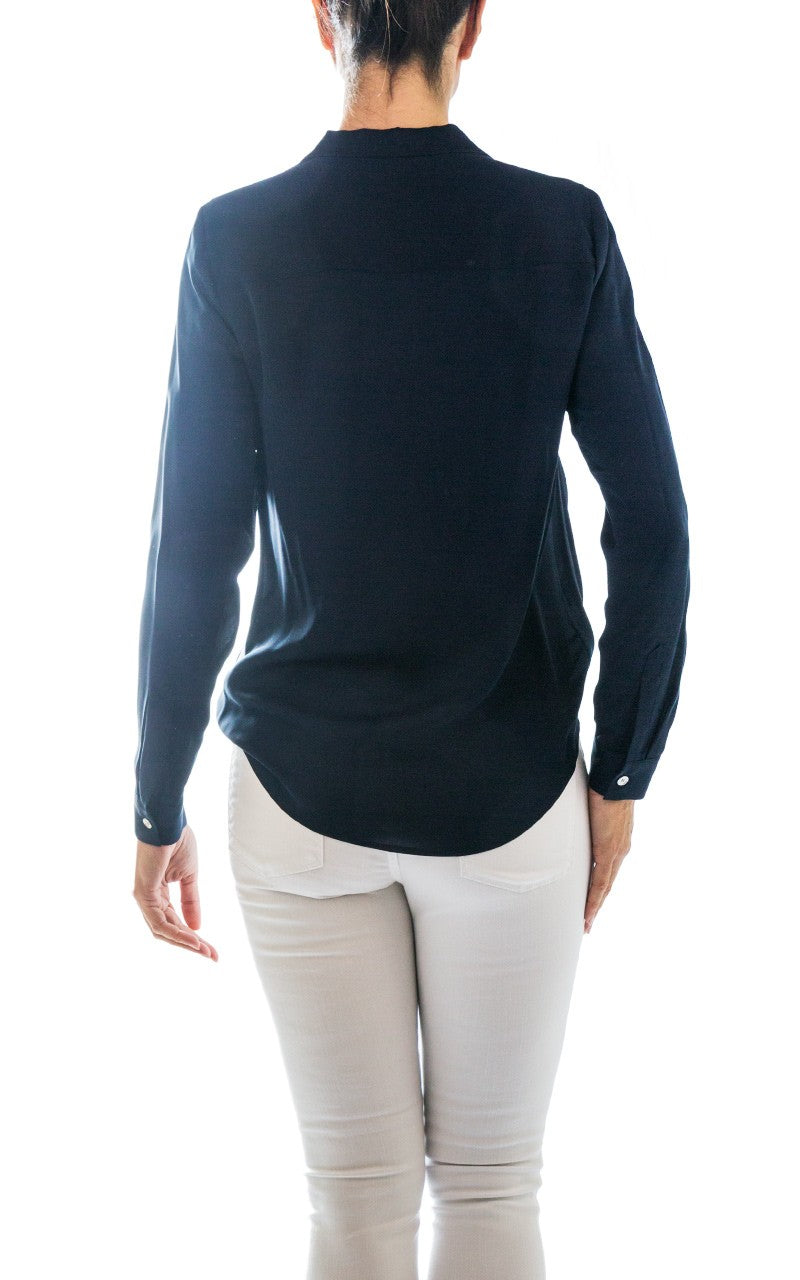 Michael Kors Blue Silk Satin Shirt