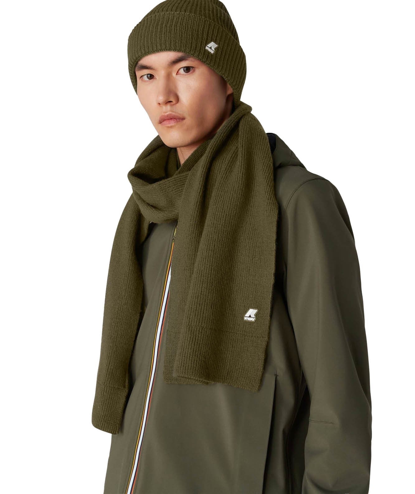 K-WAY SCARF ETIENNE CARDIGAN STITCH WOOL K008K00 GREEN – Caneva '937