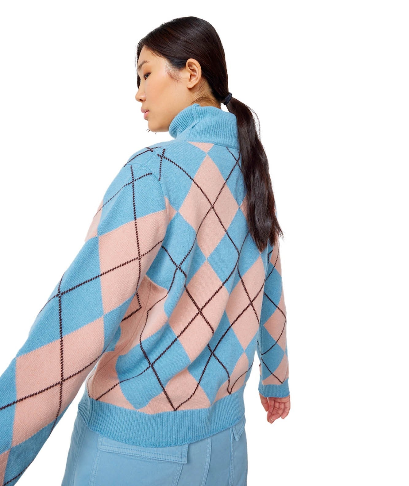 SEMICOUTURE TURTLENECK WITH INLAY DIAMONDS CARINE Y3WB36 PINK BLUE