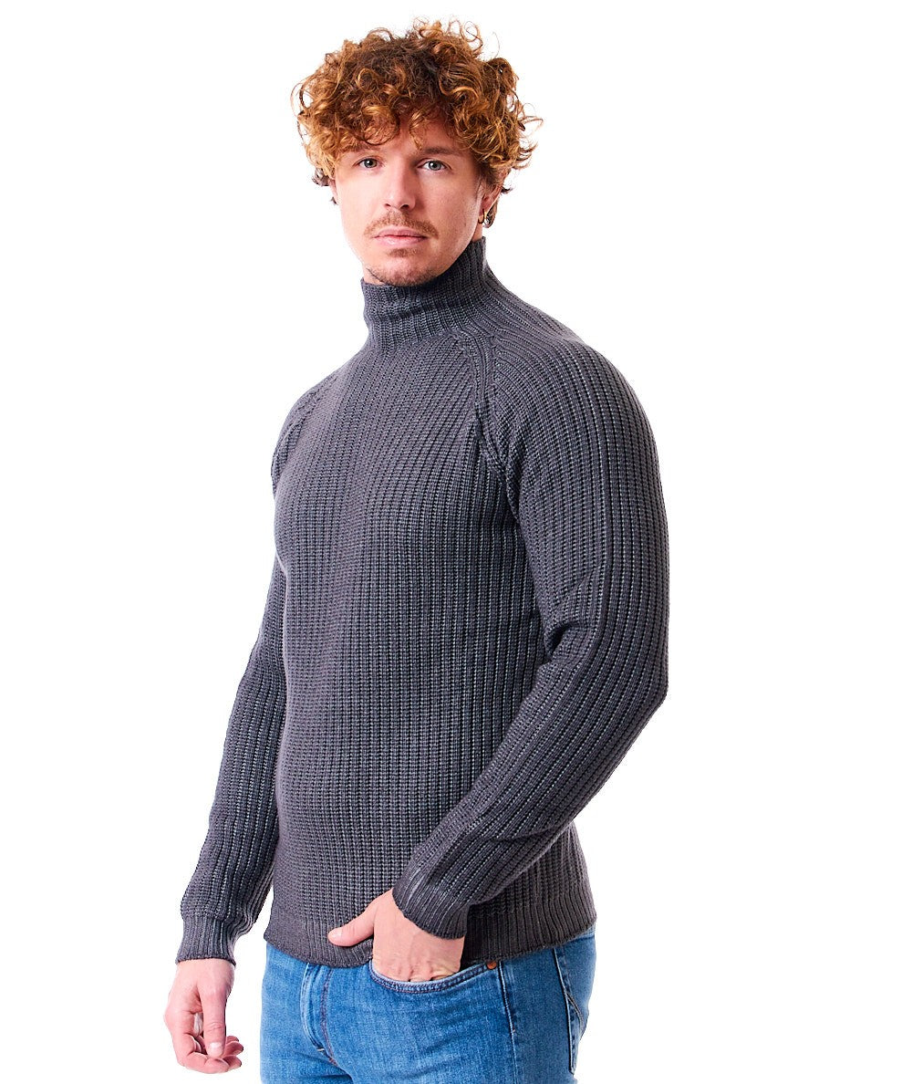 FILIPPO DE LAURENTIIS Rollkragenpullover aus Merinowolle LU3MLC/WM5PV STAHLGRAU