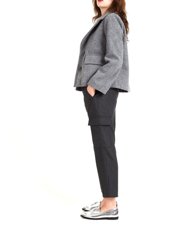 KAOS FASHION PINSTRIPED CARGO PANTS WITH PLEATS PI1CO043 ANTHRACITE