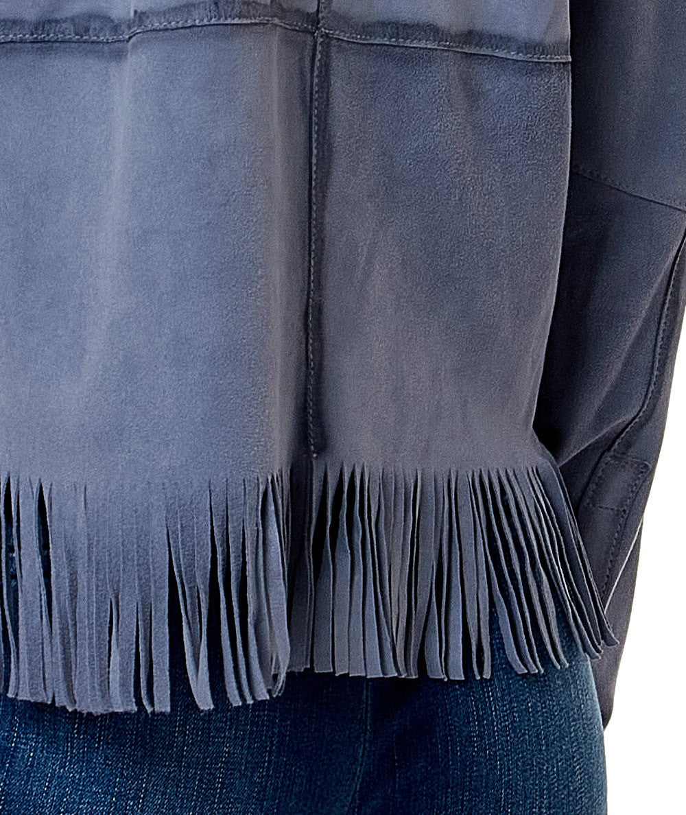 BULLY-HEMDJACKE MIT WILDLEDER-FRANSEN 7827 PULVERBLAU