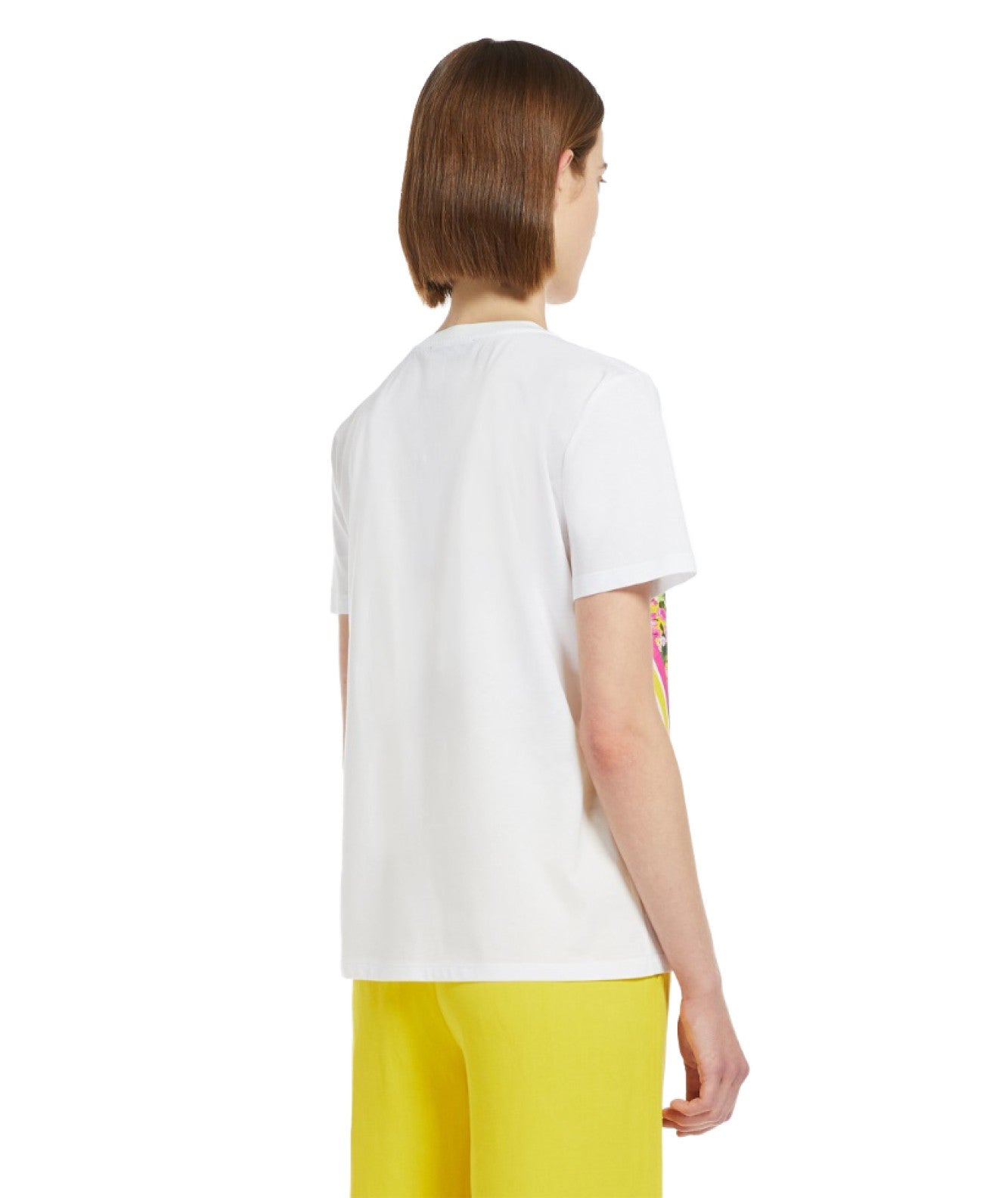 MAX MARA STUDIO COTTON T-SHIRT WITH RITA SCARF PRINT WHITE YELLOW