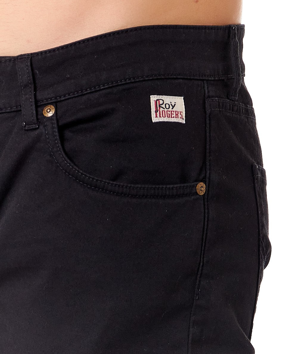 ROY ROGER'S GABARDINE TROUSERS 517 PLAIN RRU089C9250112 BLACK
