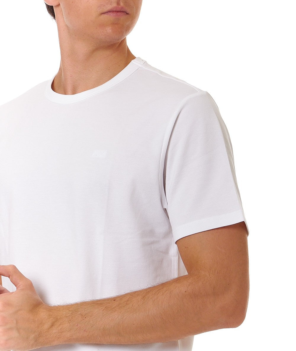 SUN68 WORKED COTTON T-SHIRT T34127 WHITE