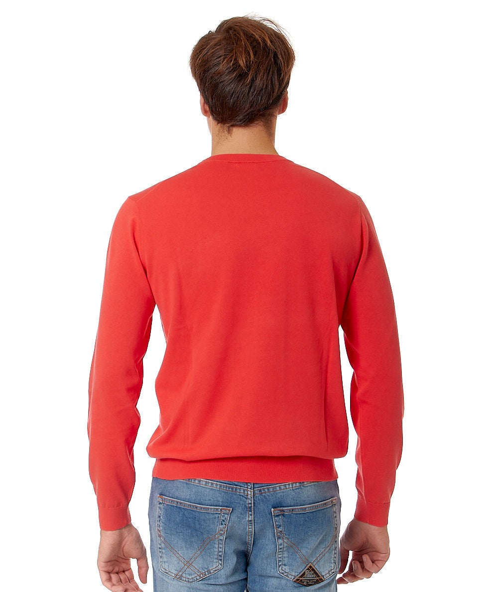 SUN68 MAGLIA GIROCOLLO IN COTONE K34101 LAMPONE