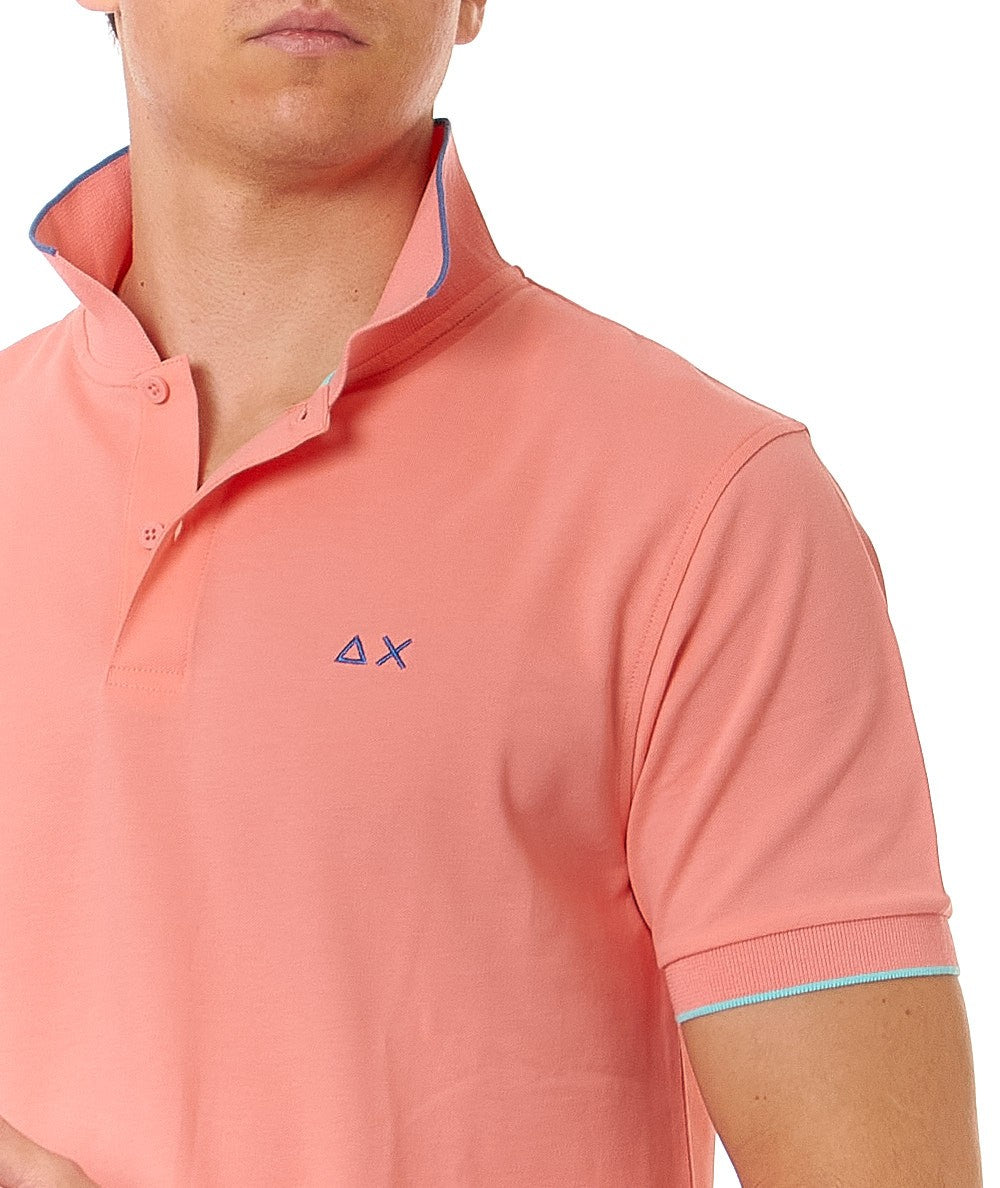 SUN68 POLO MIT DÜNNEM PROFIL AM KRAGEN A34113 LACHS