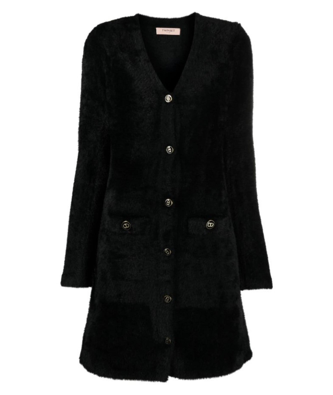 TWINSET FUR STITCH COAT / DRESS 32TT3183 BLACK