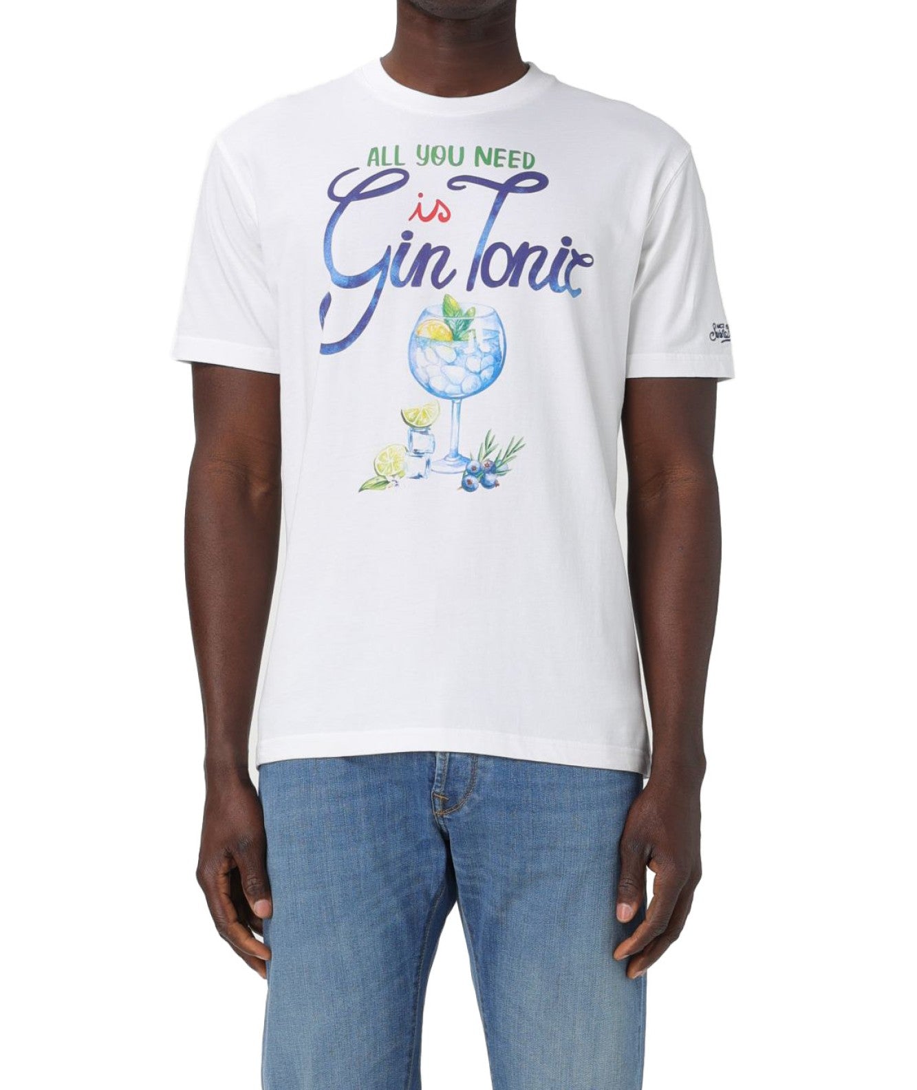 MC2 SAINT BARTH T-SHIRT ALL WE NEED IS GIN TONIC TSHM001 WHITE