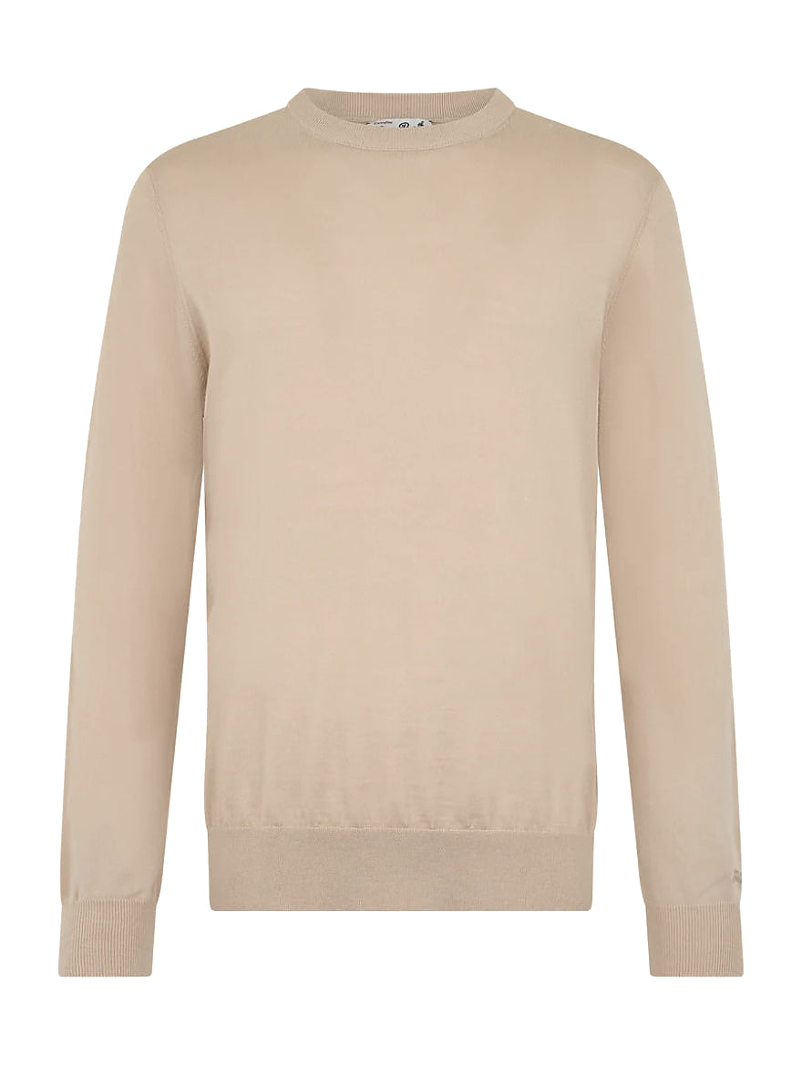 MC2 SAINT BARTH CREW NECK SWEATER IN REGENT-LIGHT BEIGE WOOL