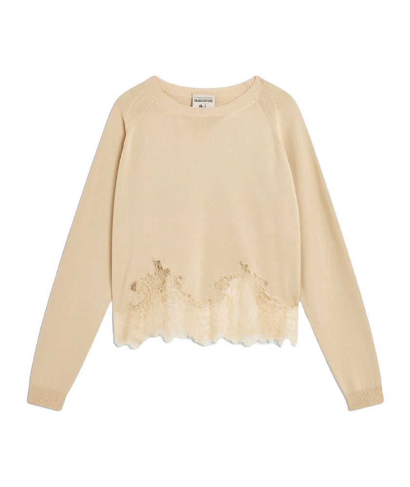 Semicouture Maglia con Pizzo Matilda Y5SB03 Beige