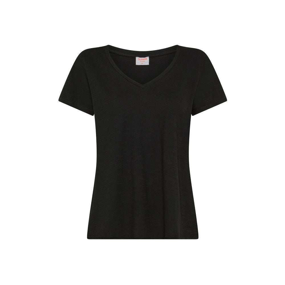 Sun68 T-shirt V-neck Cotton Flame T35240 Black