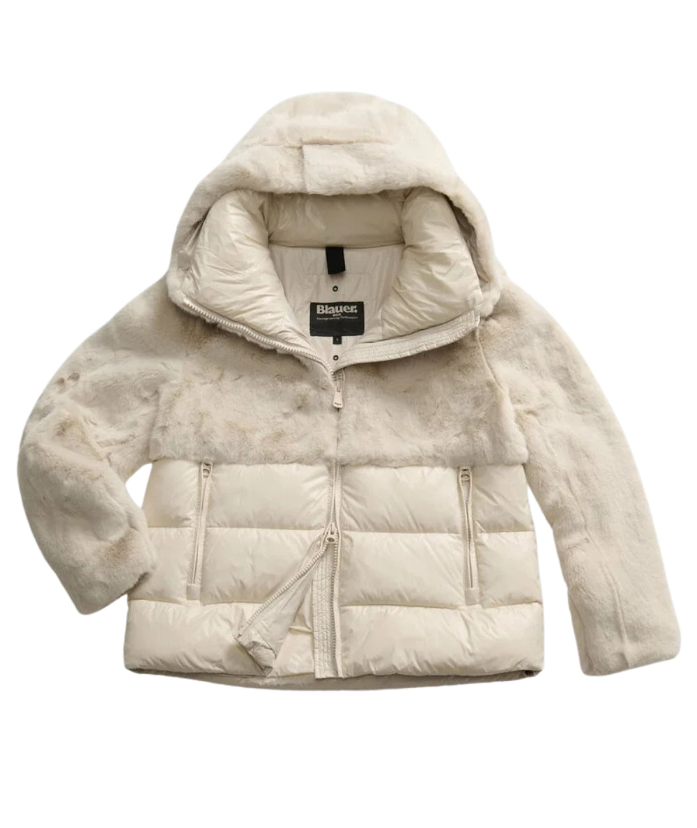 Blauer Giubbotto con Cappuccio in Eco Pelliccia Fanevil 25WBLDC02178 Grigio