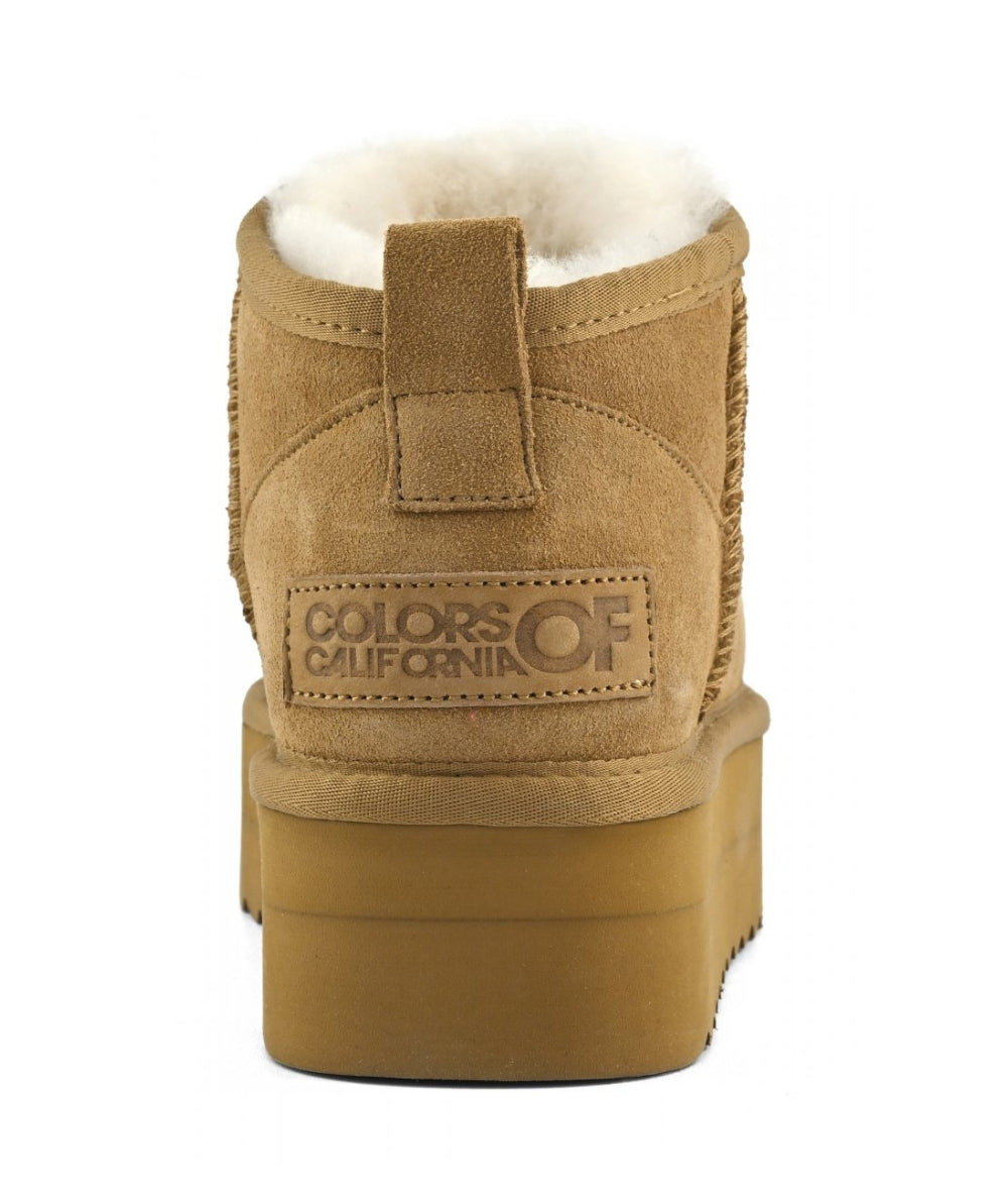 Colors of California Stivale Platform in Suede e Montone HC.SHEARPLA2 Beige