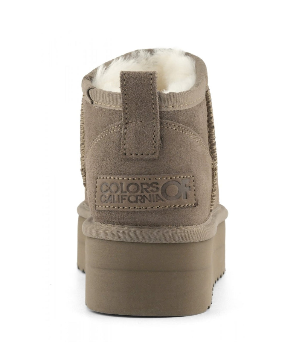 Colors of California Stivale Platform in Suede e Montone HC.SHEARPLA2 Grigio Taupe