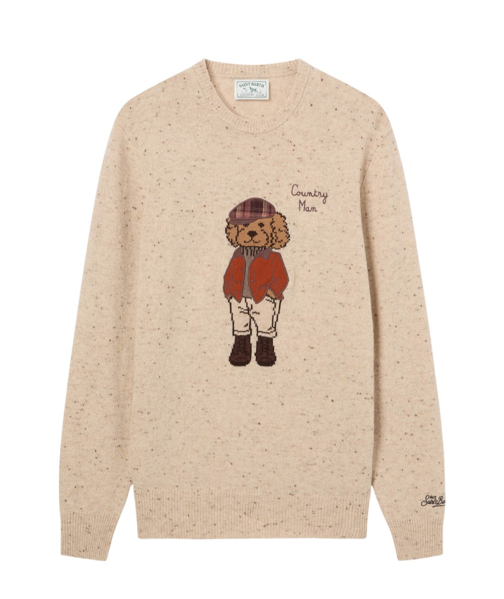 MC2 Saint Barth Maglione Stampa Teddy Heron Donegal HER0025 Bianco