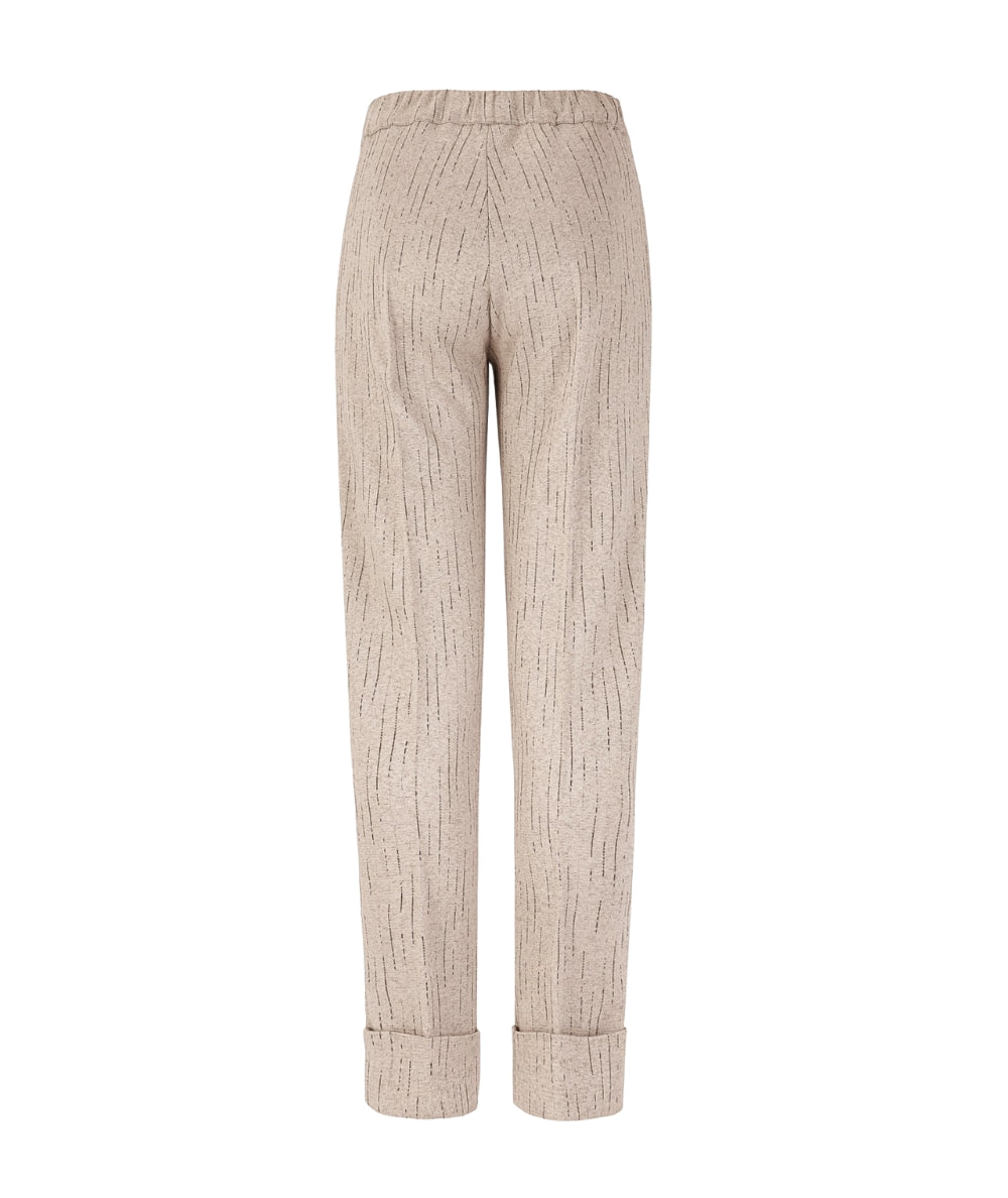 D.Exterior Pantalone Gessato con Risvolto 61812 Beige
