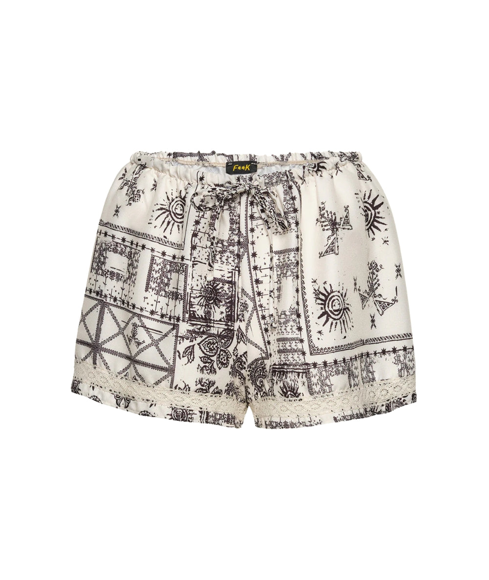 F**K Shorts in Fantasia con Coulisse FK26-SW0467X36 Bianco Nero