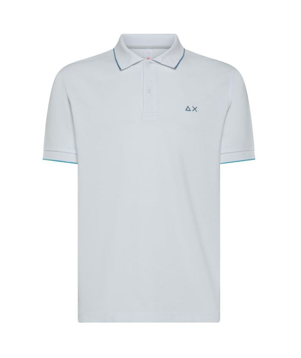 Sun68 Polo Profilo Sottile a Contrasto A35110 Bianco