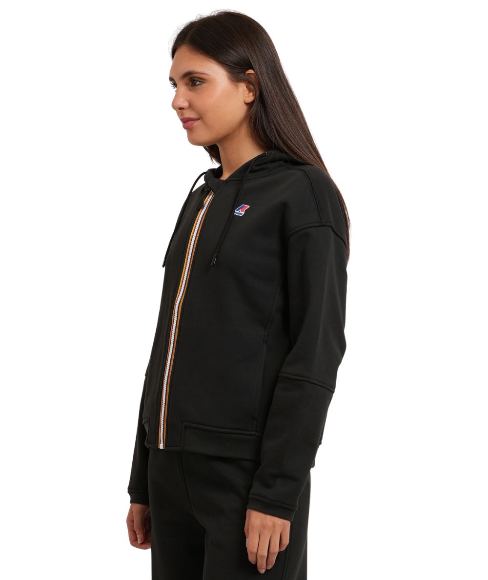 K-Way Felpa con Cappuccio Lara Brushed PC K8148KW Nero