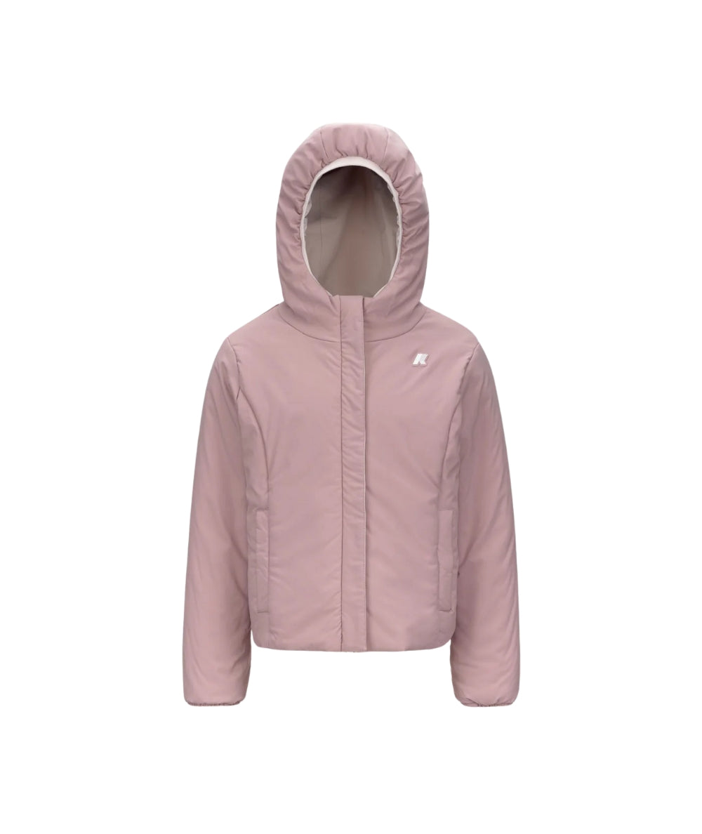K-Way Giacca Reversibile con Cappuccio K71339W Rosa Scuro
