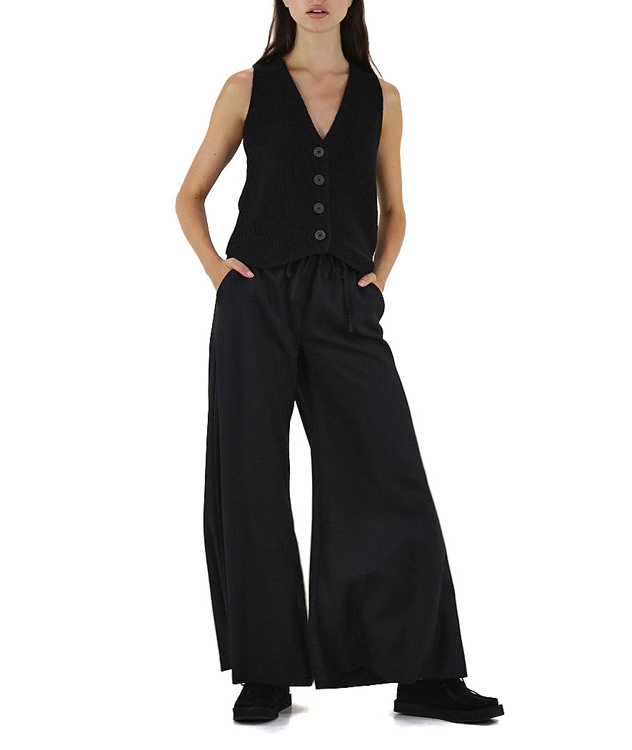 KAOS PANTALONI AMPI A PALAZZO CON VITA ELASTICA QIJCO008 NERO