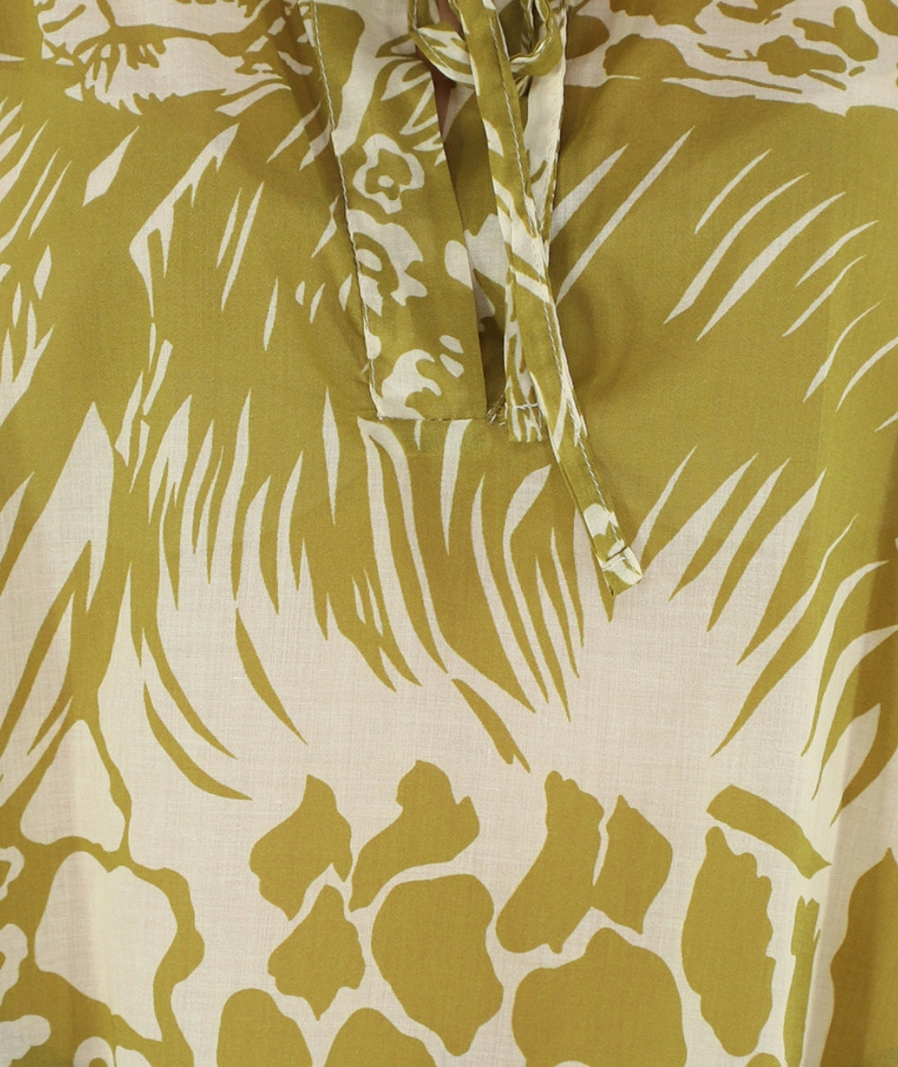 Kaos Jeans Blusa in Mussola con Fantasia Safari SPJTZ017 Verde Oliva