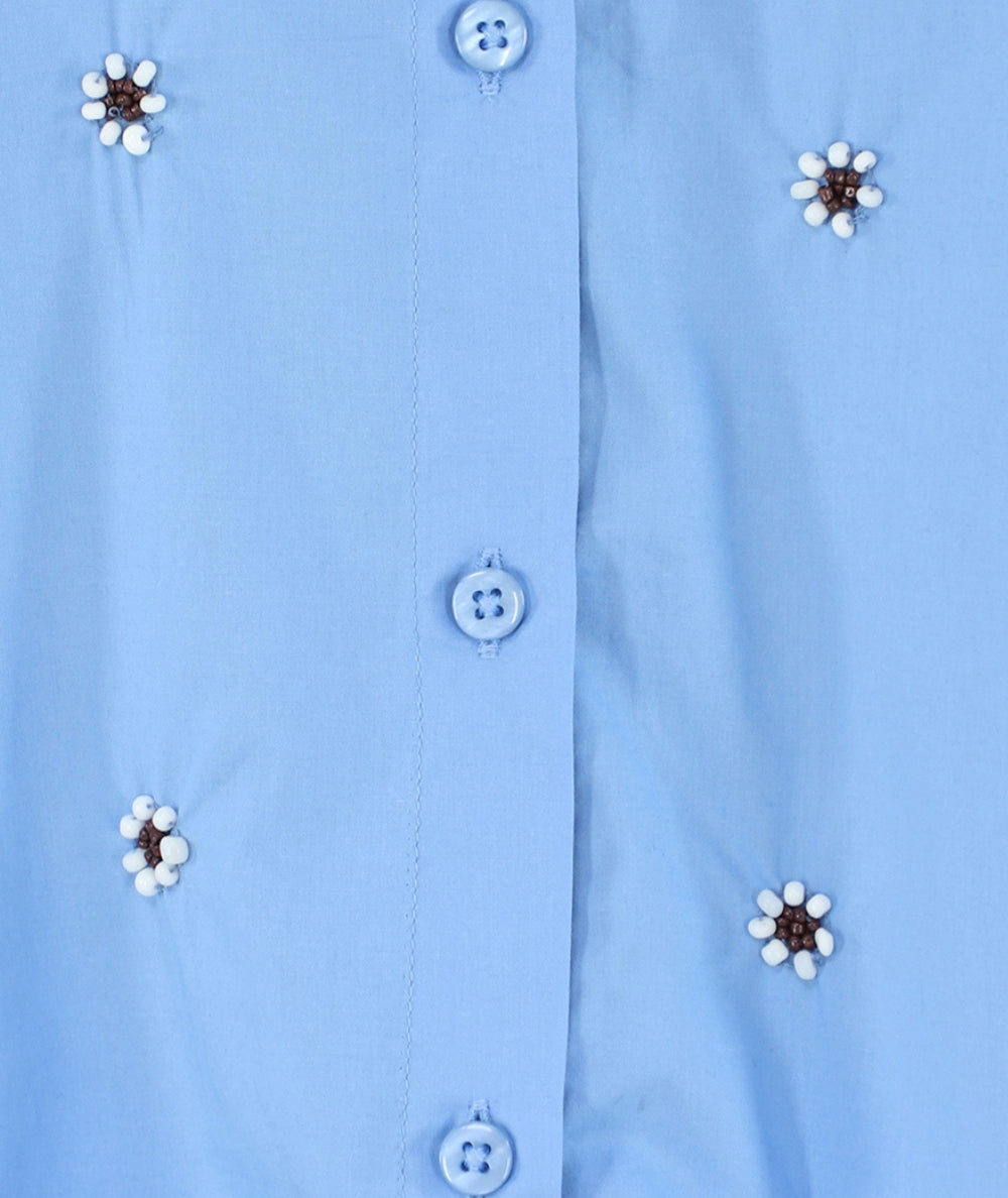 Kaos Jeans Camicia con Margherite Ricamate SPJPR001 Azzurro