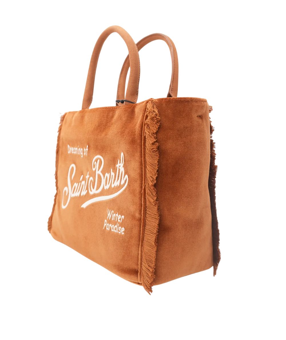 MC2 Saint Barth Borsa in Velluto COLETTE VELVET COL0038 Marrone Caramello