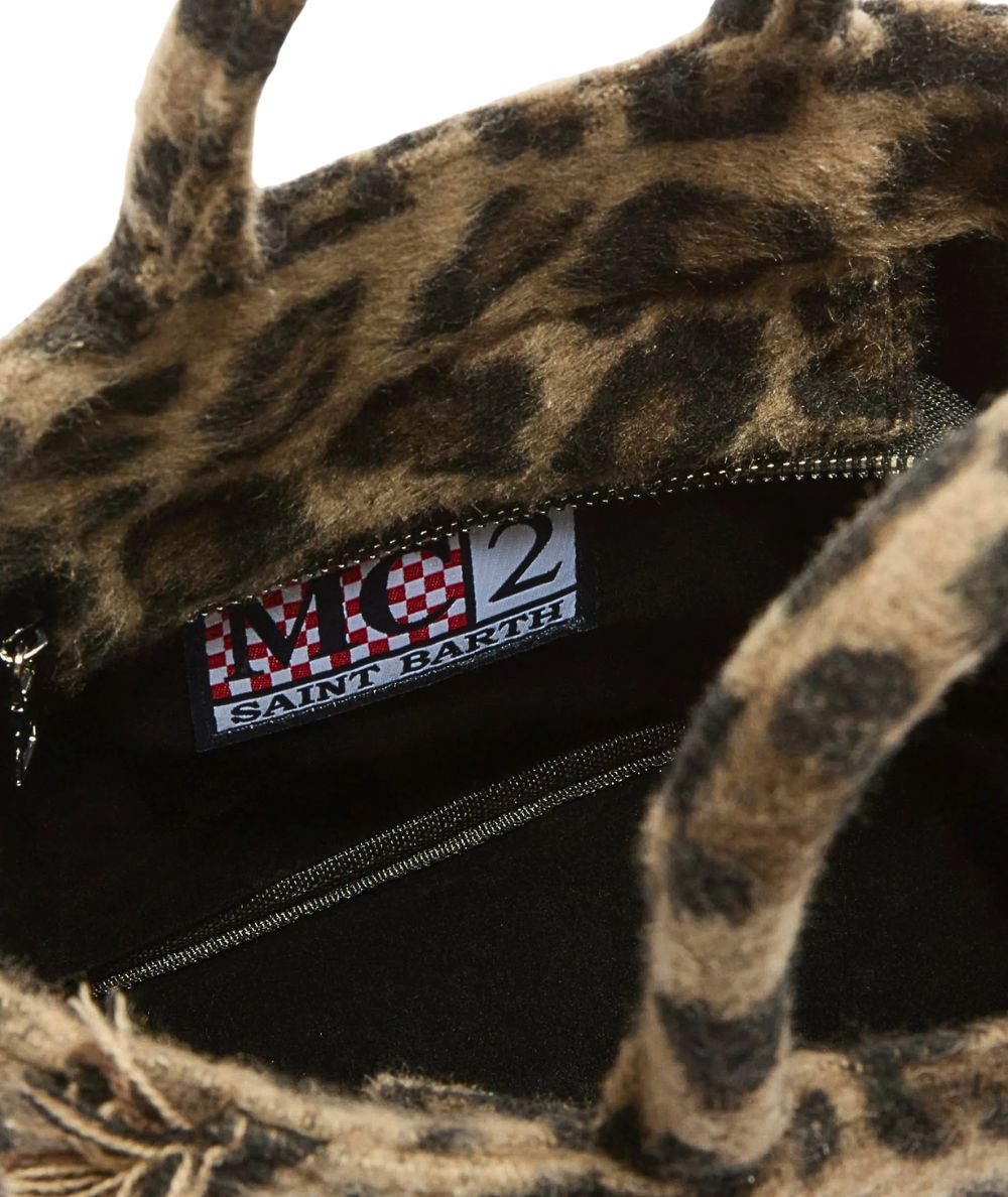 MC2 Saint Barth Mini Borsa Leopardata Animalier VANITY MINI FELT VAMI024 Marrone