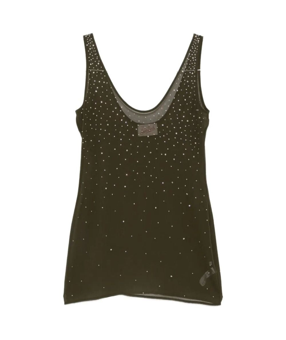 MC2 Saint Barth Abito con Strass All Over Raya RAA0001 Verde Militare