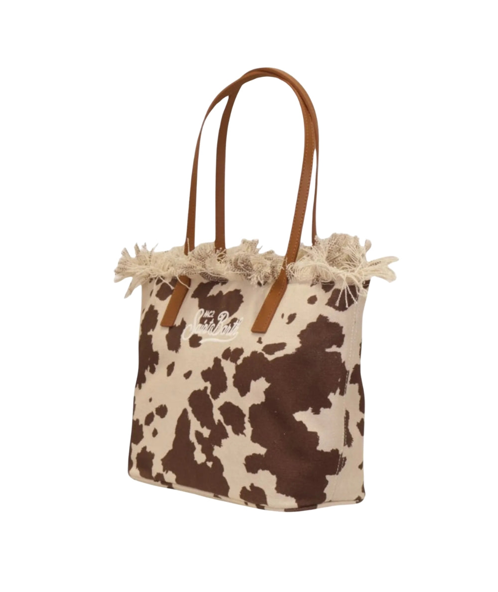 MC2 Saint Barth Borsa Fantasia Muccata City Mid Fringe Marrone Bianco