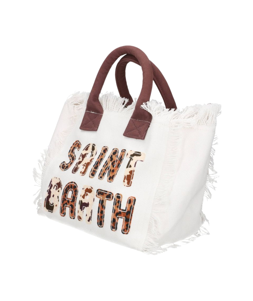 MC2 Saint Barth Borsa con Patch Logo Animalier COL0001 Bianco Marrone