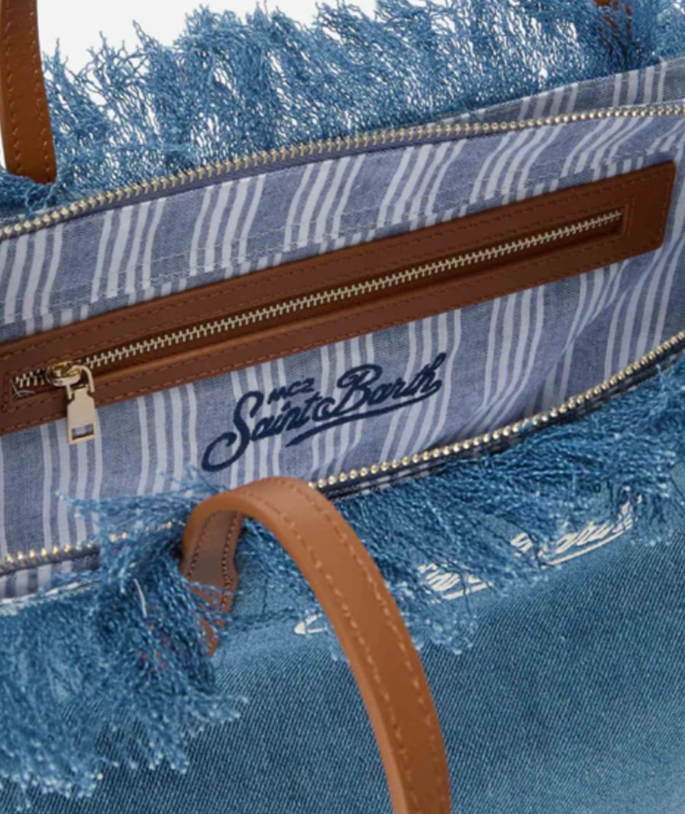 MC2 Saint Barth Borsa in Misto Cotone City Mid Fringe CBMF001 Denim