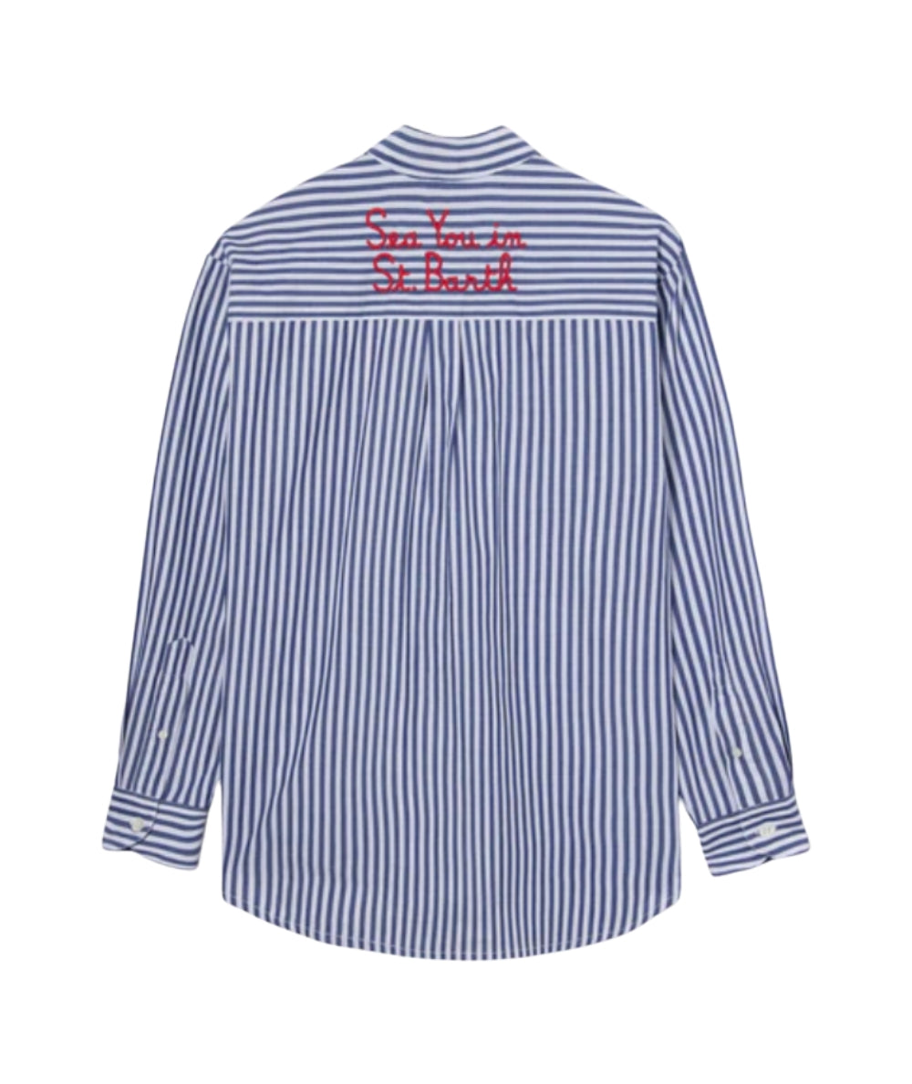 MC2 Saint Barth Camicia Over in Cotone a Righe Brigitte BRIG001 Blu