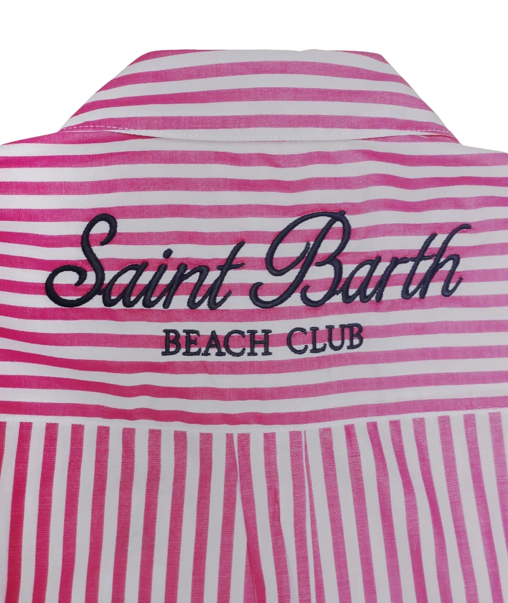 MC2 Saint Barth Camicia Over in Popeline a Righe Brigitte BRIG001 Fucsia