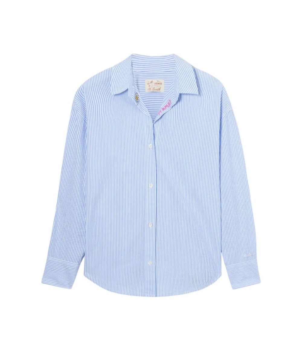MC2 Saint Barth Camicia a Righe in Seesucker CYS0001 Azzurro