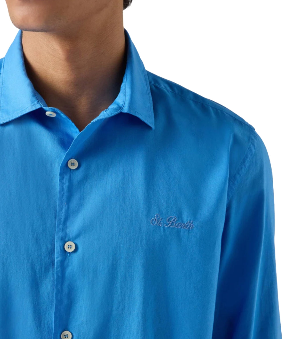 MC2 Saint Barth Camicia in Cotone Voile Ice LCM0001 Bluette