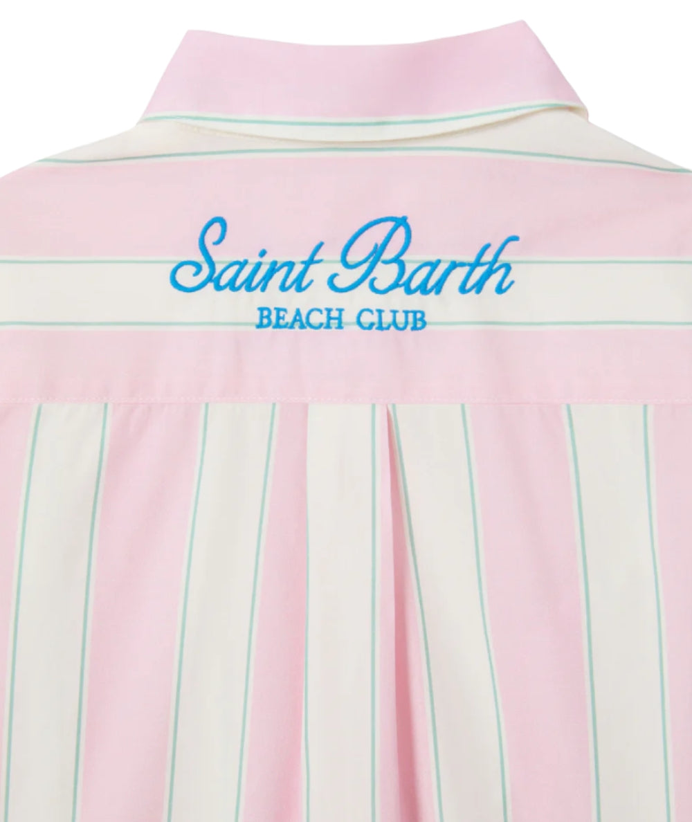 MC2 Saint Barth Camicia in Popeline a Righe Mini Brigitte BRIG003 Rosa