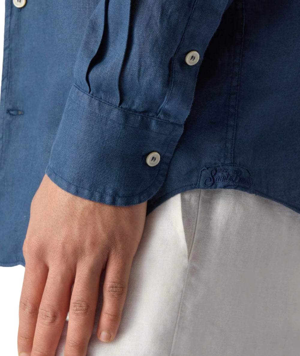 MC2 Saint Barth Camicia in Puro Lino Raphael RPH0001 Blu Navy
