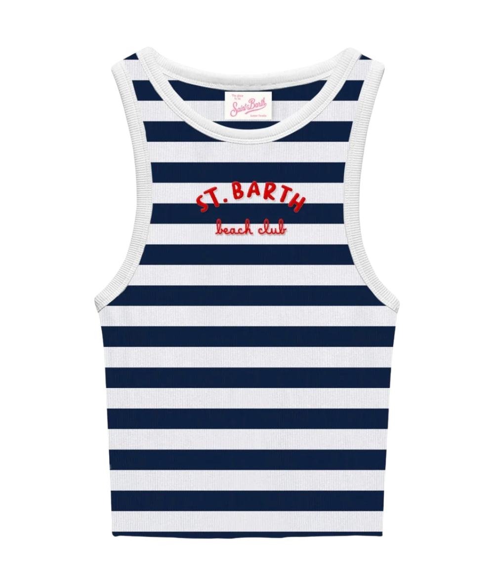 MC2 Saint Barth Canotta in Cotone a Righe Ada AAD001 Blu